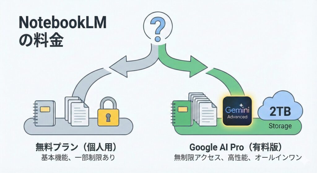 無料プラント有料プランの比較をしている図