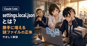 settings.local.jsonとは？勝手に増える謎ファイルの正体をやさしく解説するアイキャッチ
