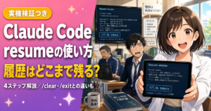 Claude Codeのresume使い方を徹底解説｜履歴はどこまで残るのか アイキャッチ画像